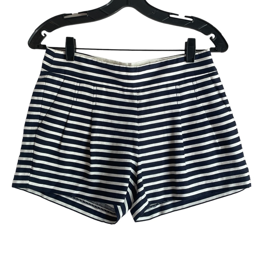 J Crew Cotton/Linen Striped Navy Blue White Nautical Fisherman Core Shorts (2)